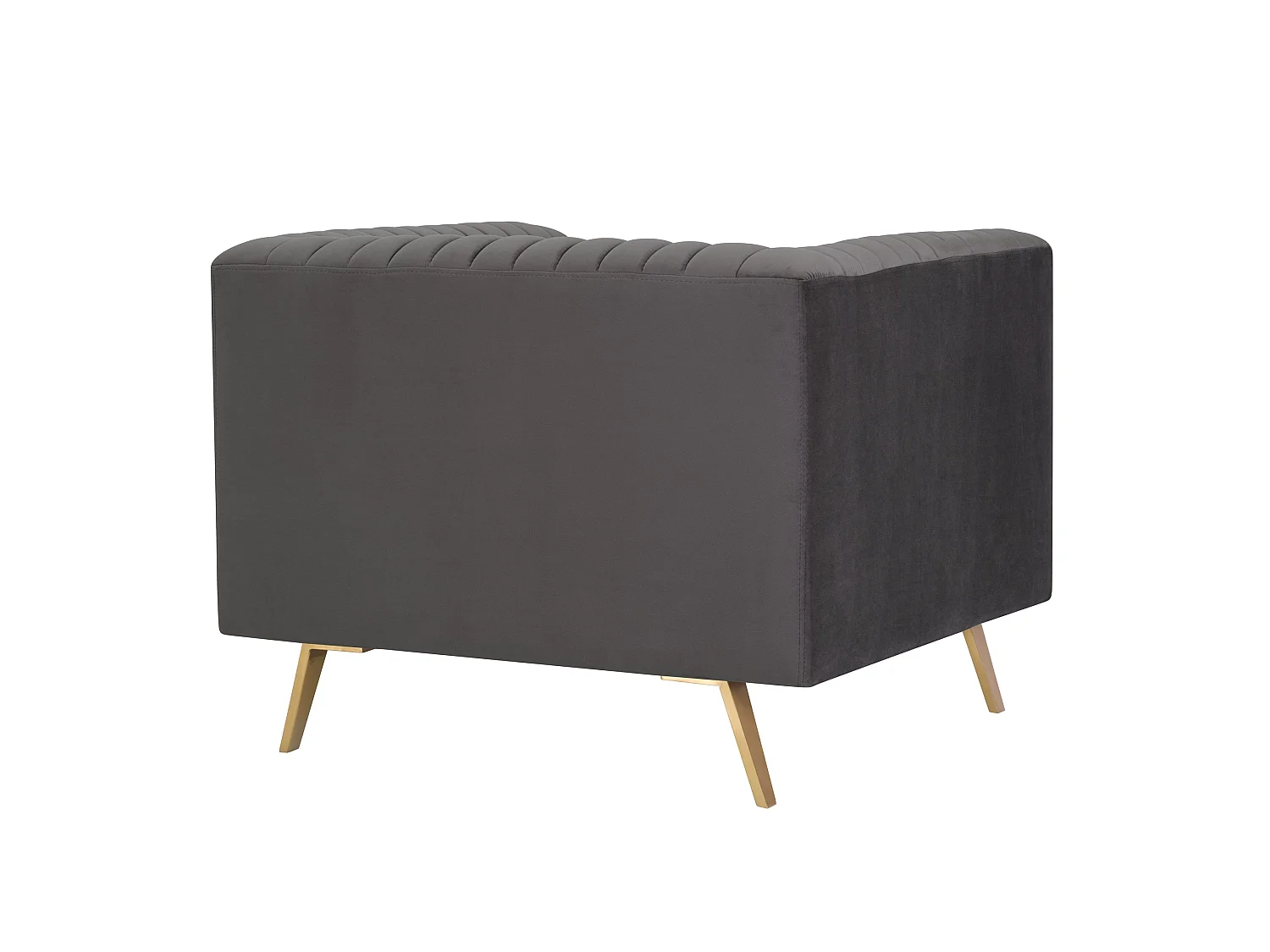 Sillón de terciopelo gris con patas de metal dorado - Gatsby