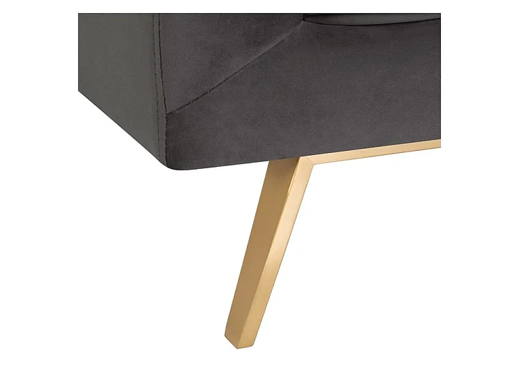 Sillón de terciopelo gris con patas de metal dorado - Gatsby