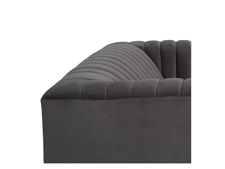 Sillón de terciopelo gris con patas de metal dorado - Gatsby