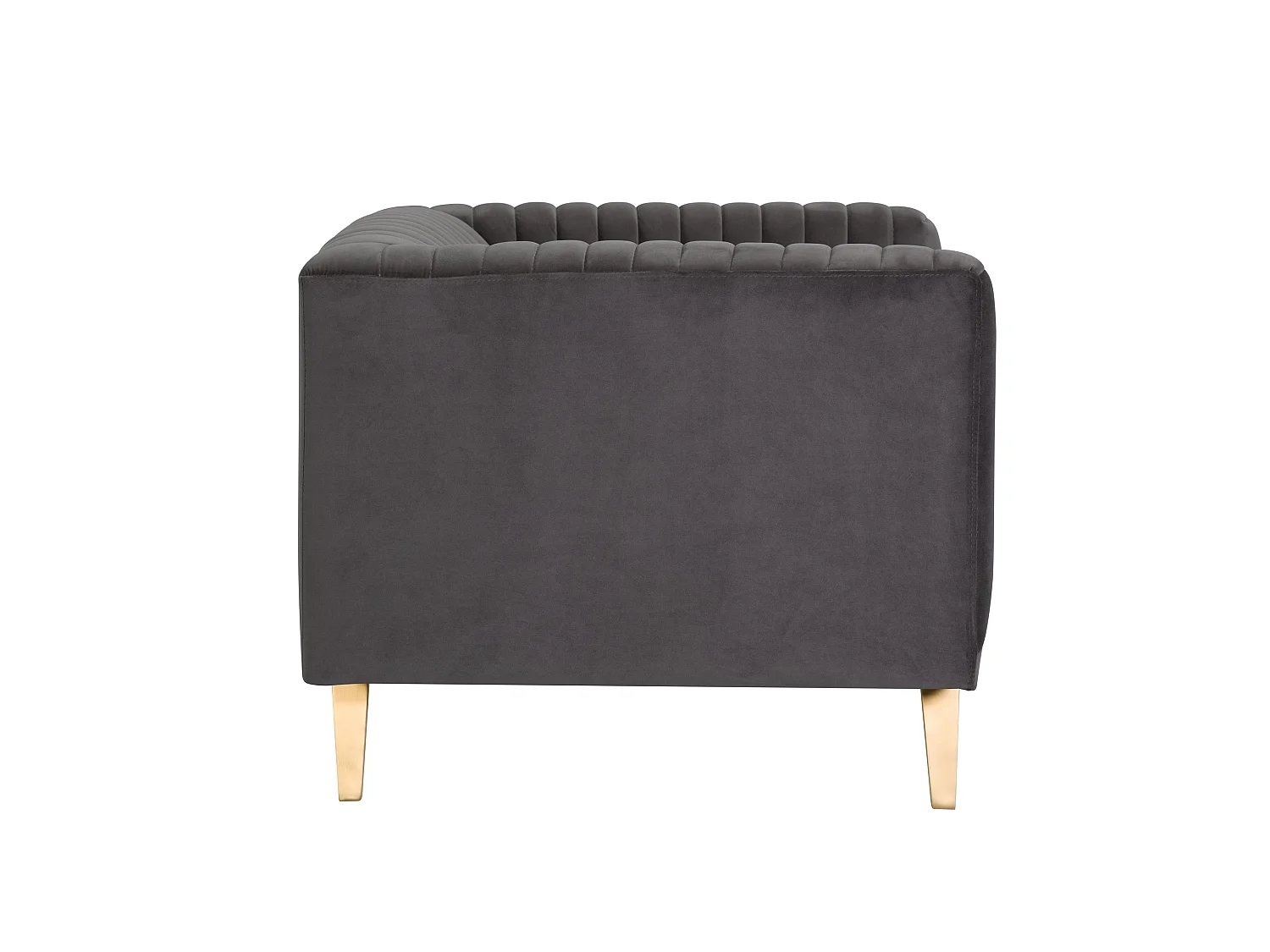 Sillón de terciopelo gris con patas de metal dorado - Gatsby