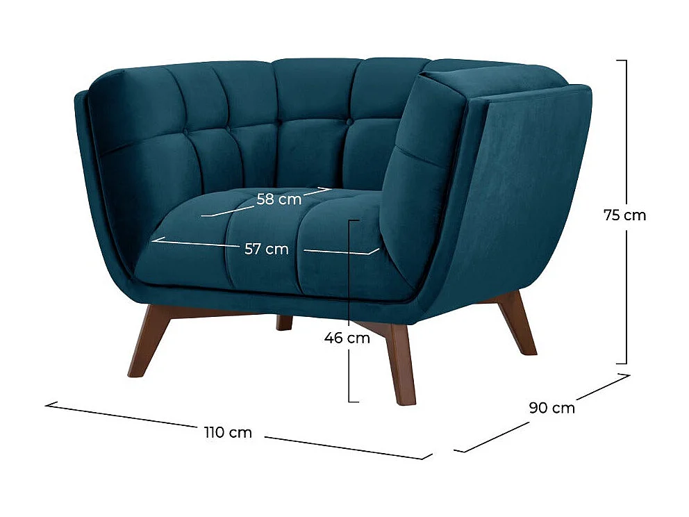 Fauteuil en velours bleu foncé - Mona