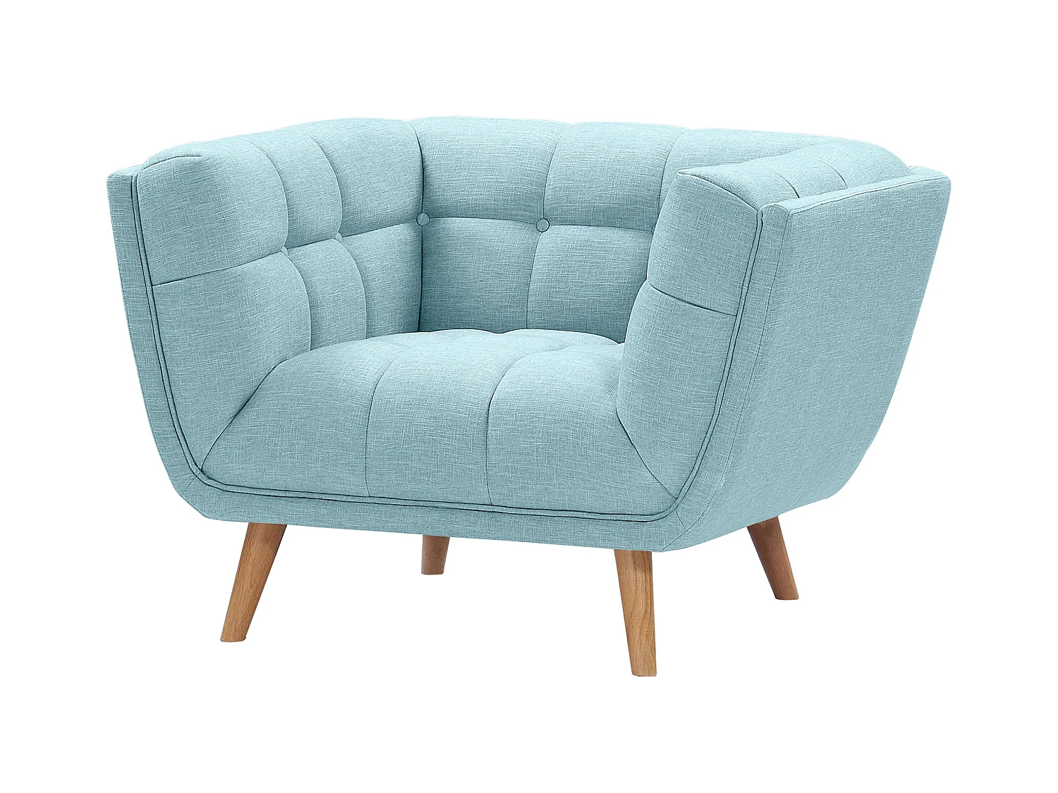 Sillón tapizado en tejido azul claro - Carmen