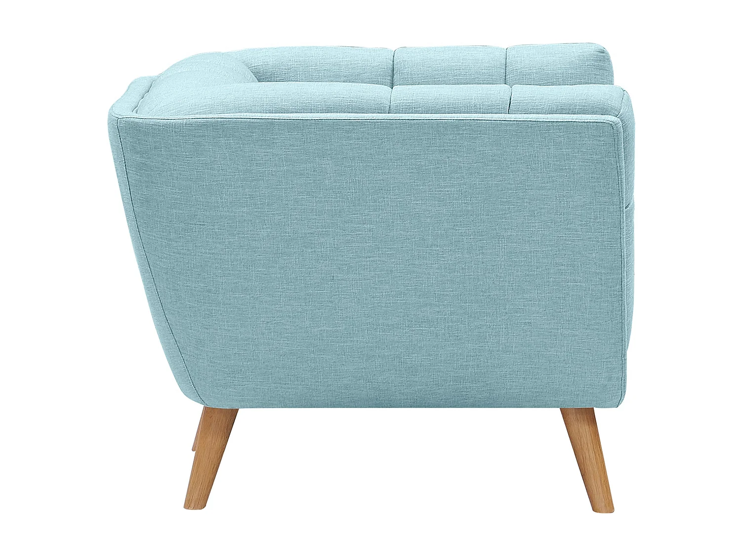 Fauteuil capitonné en tissu bleu clair - Carmen