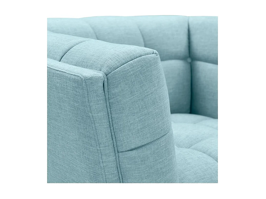 Fauteuil capitonné en tissu bleu clair - Carmen