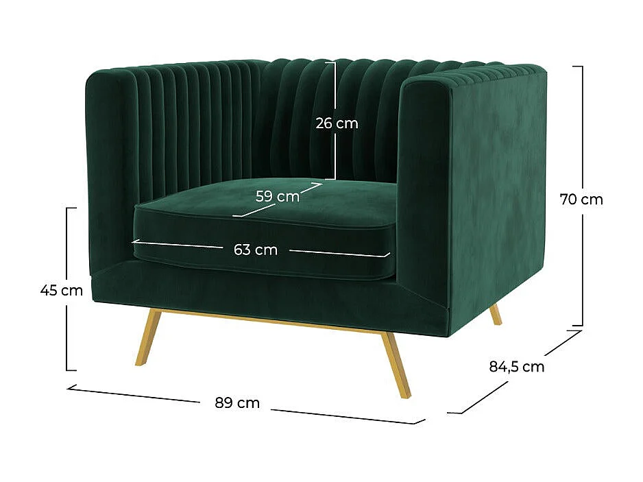 Sillón de terciopelo verde oscuro - Gatsby