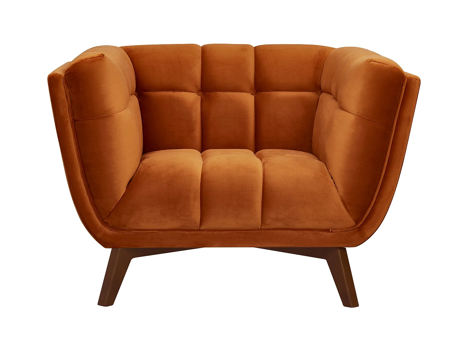 Fauteuil en velours orange curcuma - Mona