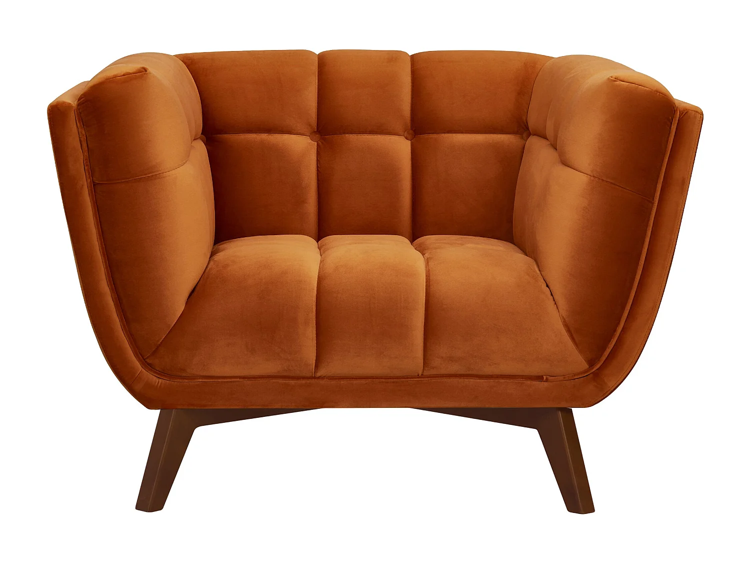 Fauteuil en velours orange curcuma - Mona