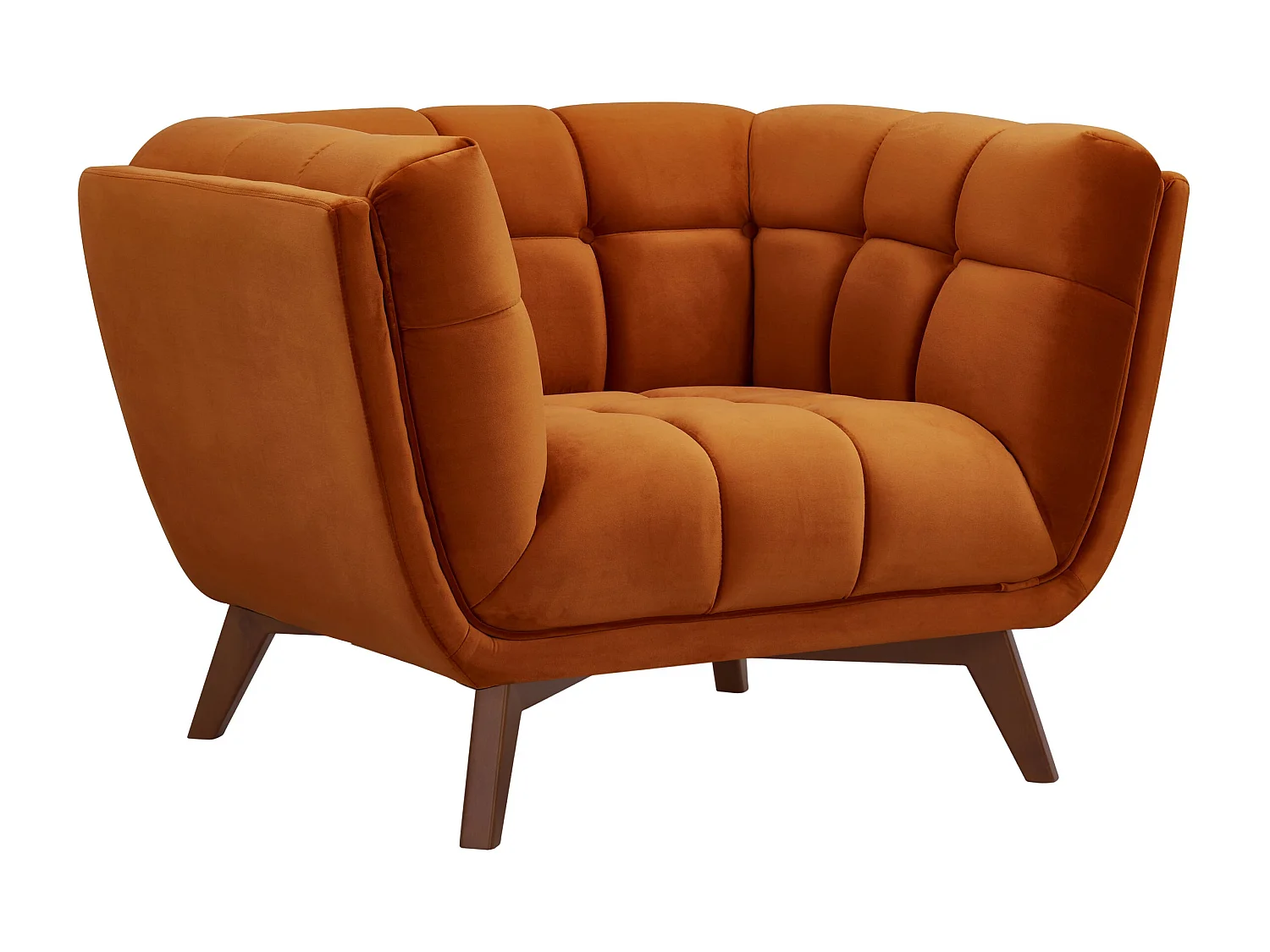 Fauteuil en velours orange curcuma - Mona