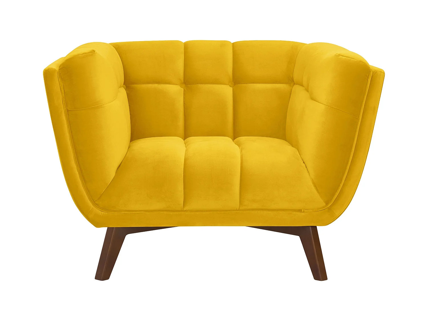 Sillón de terciopelo amarillo con patas - Mona
