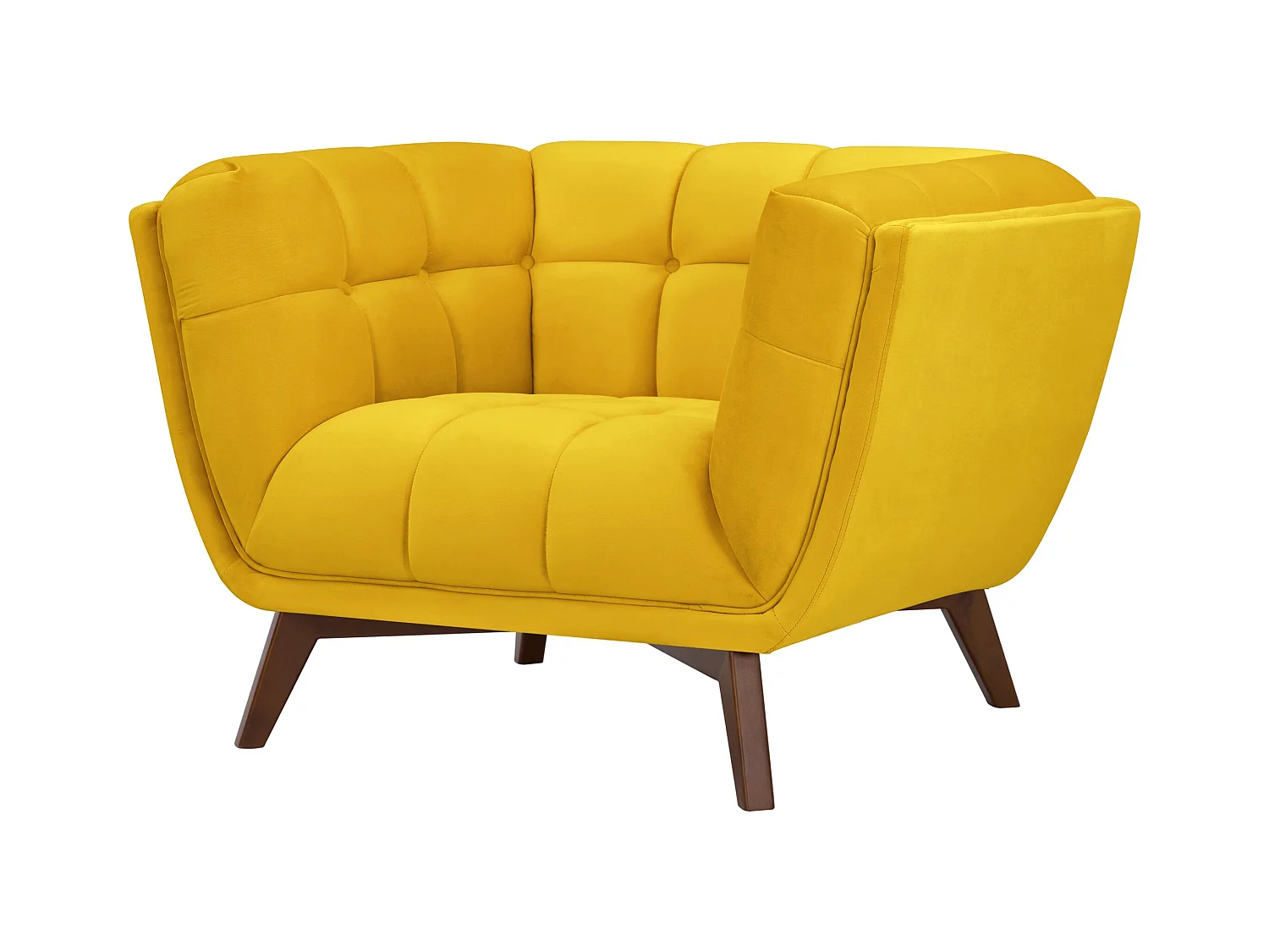 Sillón de terciopelo amarillo con patas - Mona