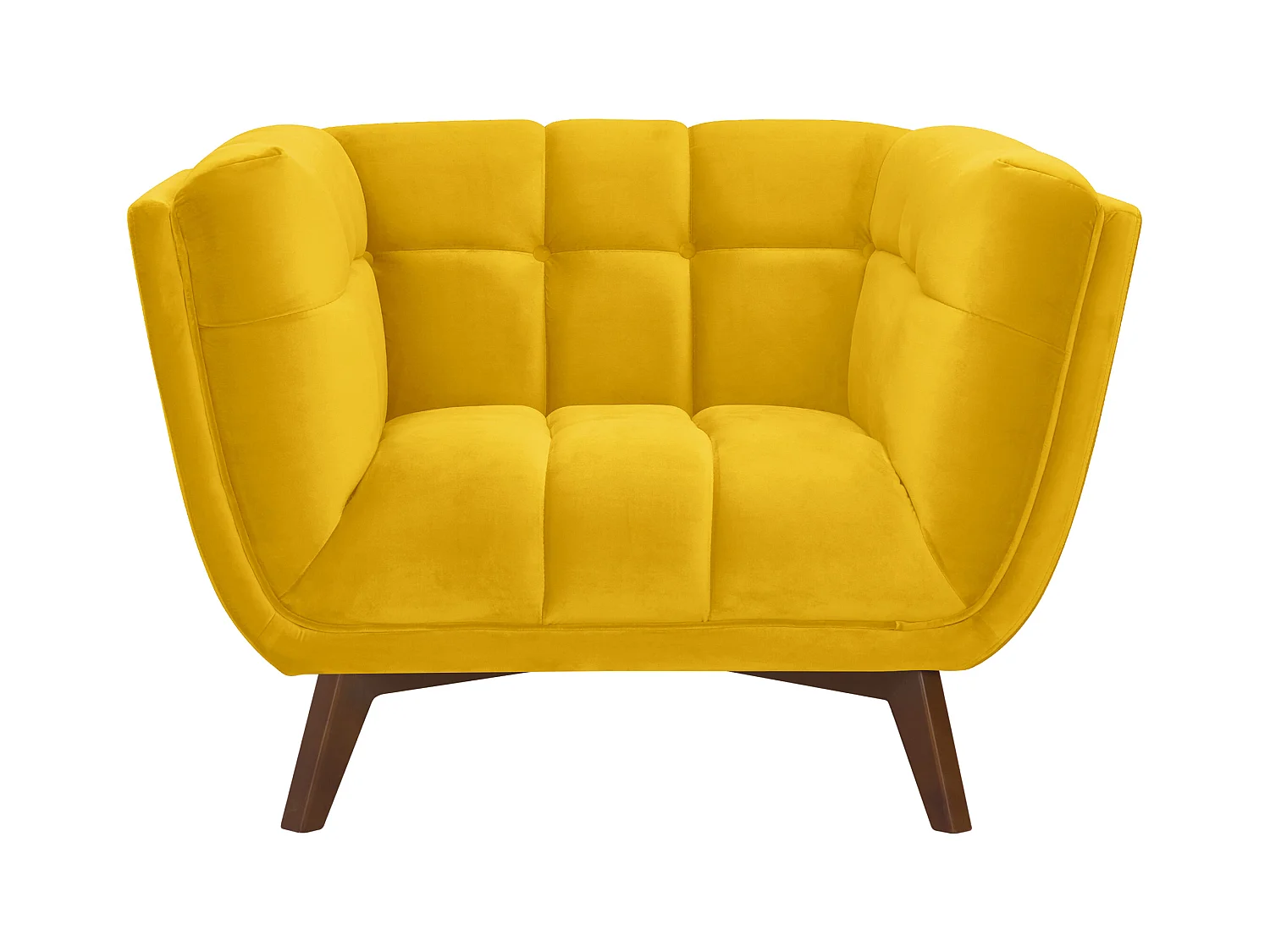 Fauteuil en velours jaune pieds - Mona