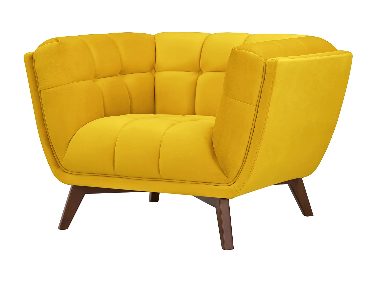Sillón de terciopelo amarillo con patas - Mona