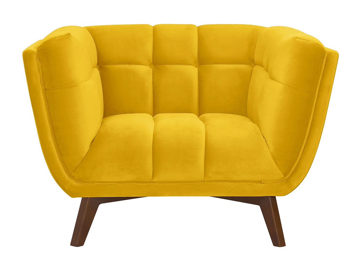 Poltrona in velluto giallo con gambe - Mona