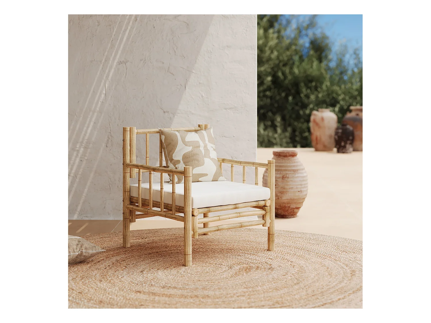 Fauteuil de jardin en bambou naturel - Vadella