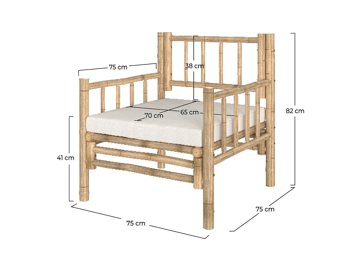 Fauteuil de jardin en bambou naturel - Vadella