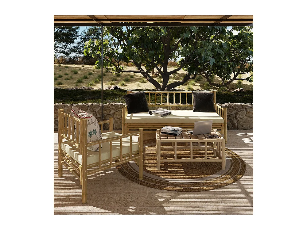 Fauteuil de jardin en bambou naturel - Vadella