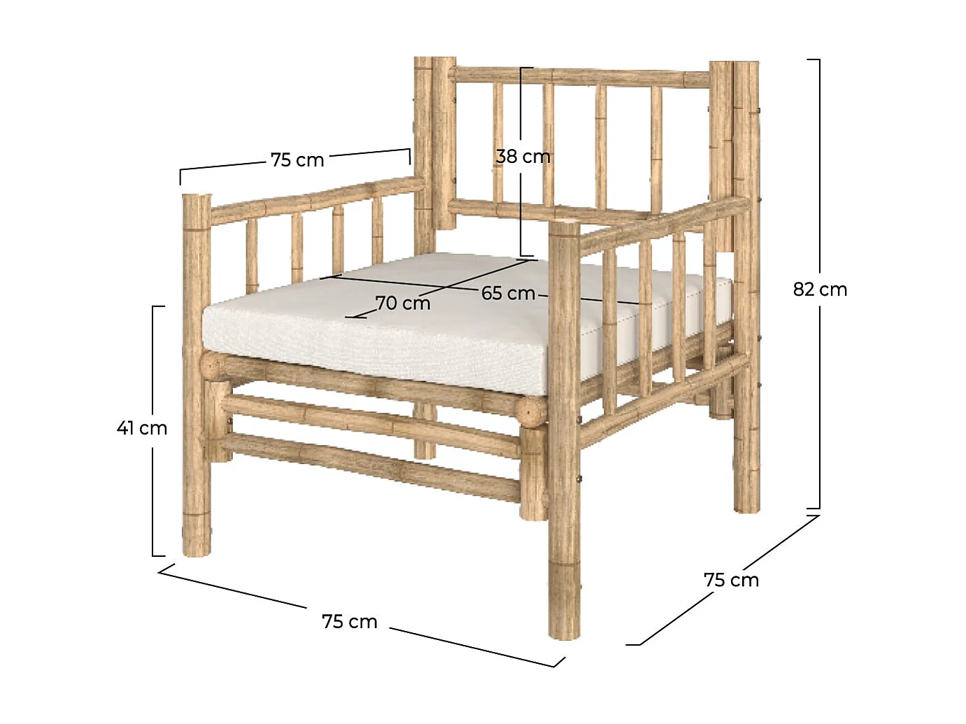 Fauteuil de jardin en bambou naturel - Vadella