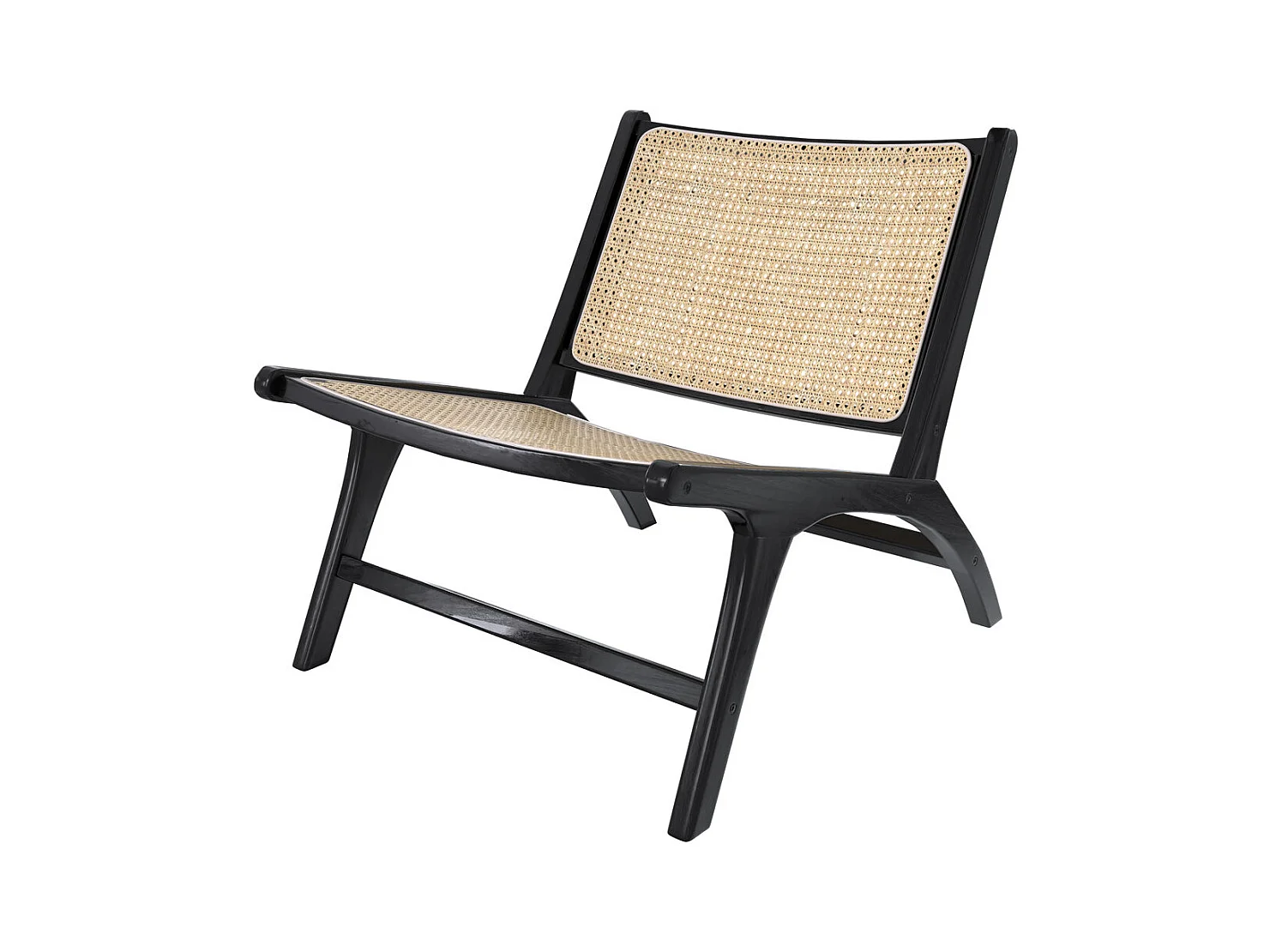 Fauteuil en teck noir et tressage cannage en rotin - Kilka