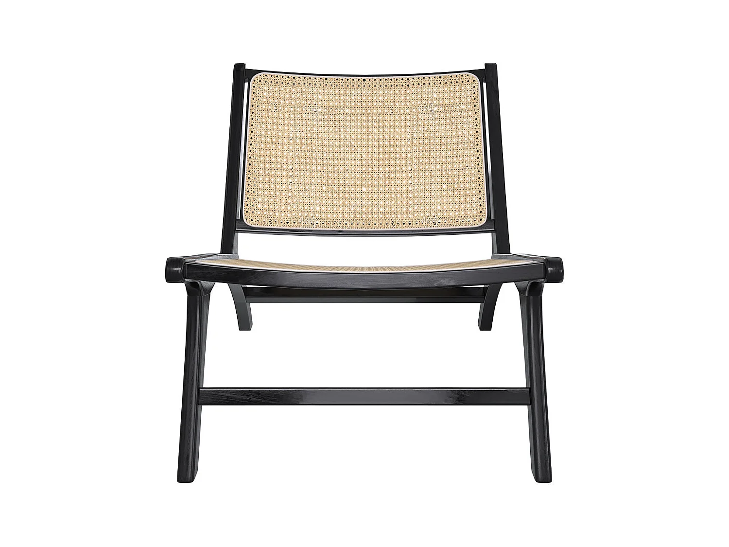 Fauteuil en teck noir et tressage cannage en rotin - Kilka