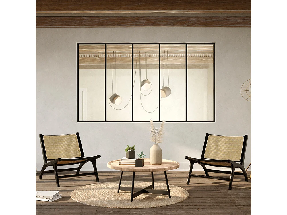 Fauteuil en teck noir et tressage cannage en rotin - Kilka