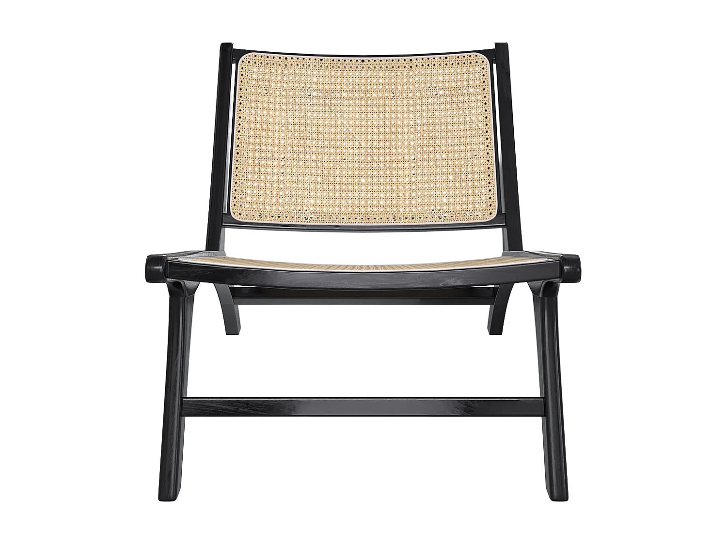 Fauteuil en teck noir et tressage cannage en rotin - Kilka