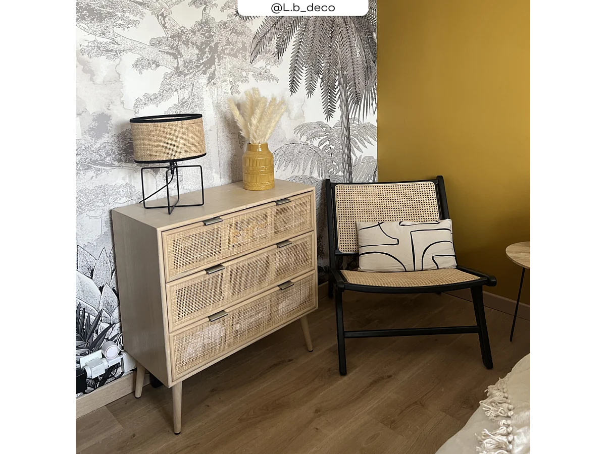 Sillón de teca negra y ratán natural - Kilka