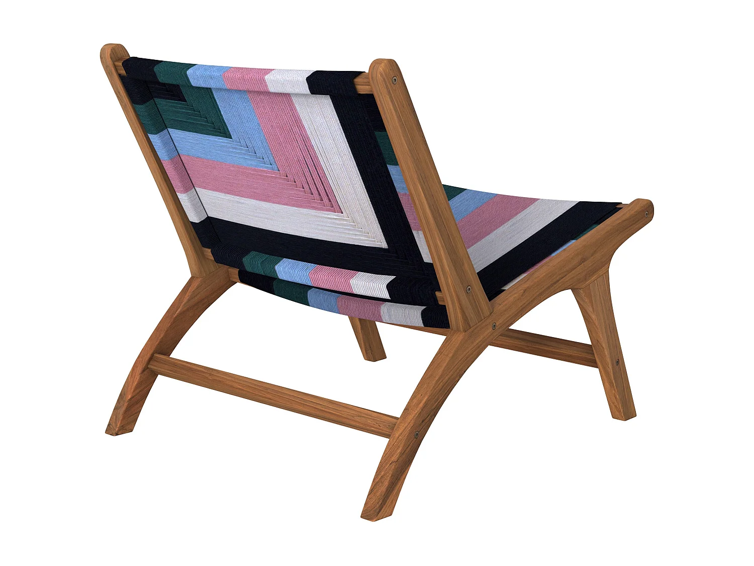 Sillón multicolor de lana tejida y madera de teca - Callie