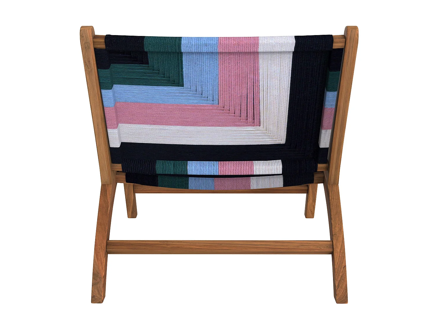 Fauteuil multicolore en fil de laine tressé et bois de teck - Callie