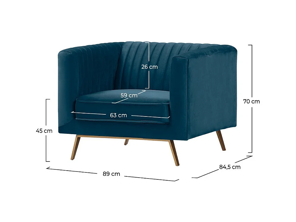 Sillón de terciopelo azul oscuro - Gatsby