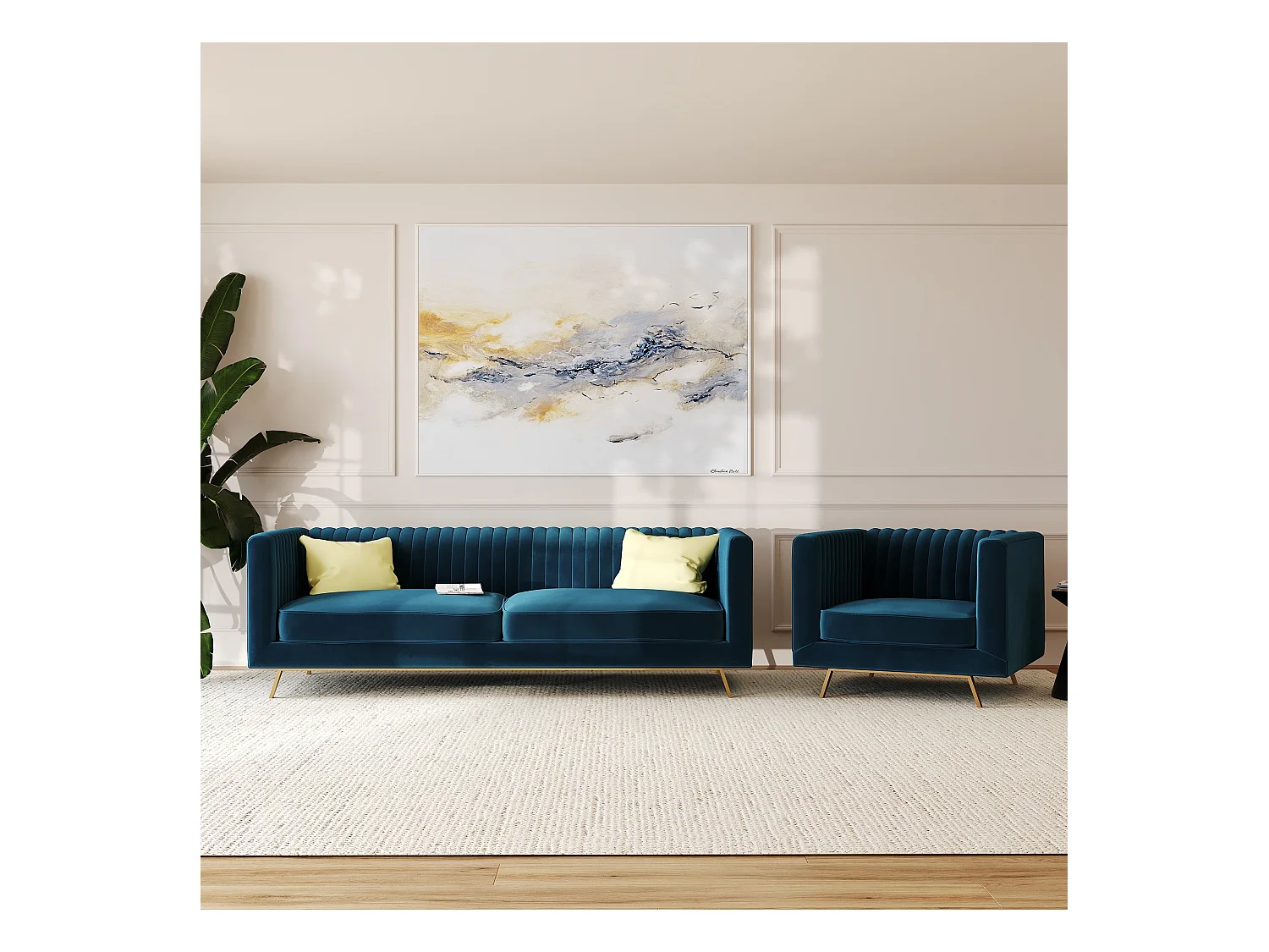 Sillón de terciopelo azul oscuro - Gatsby