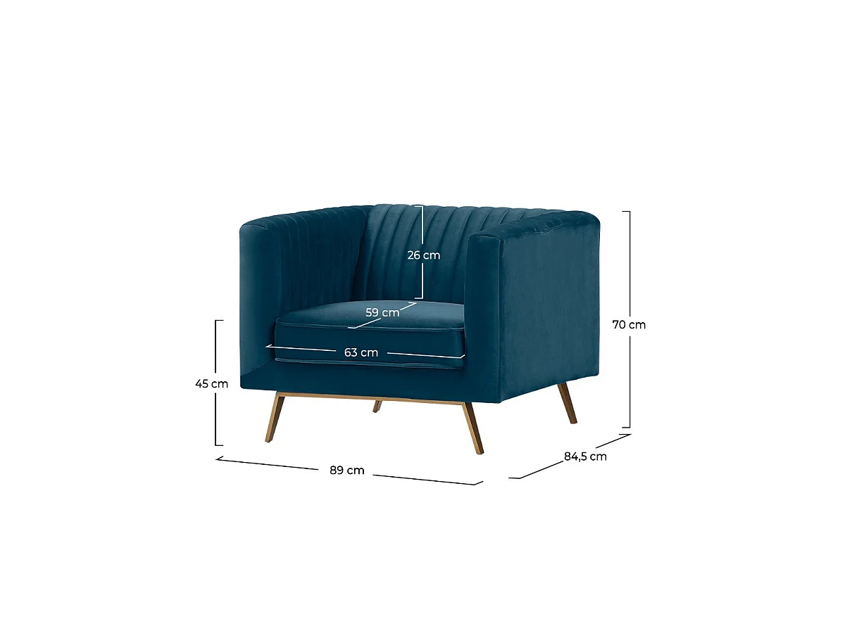 Sillón de terciopelo azul oscuro - Gatsby