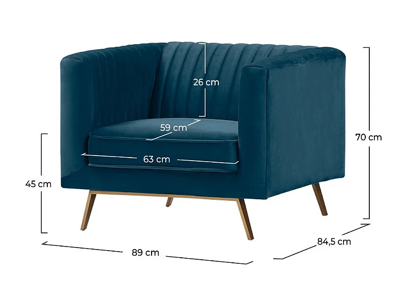 Fauteuil en velours bleu foncé - Gatsby