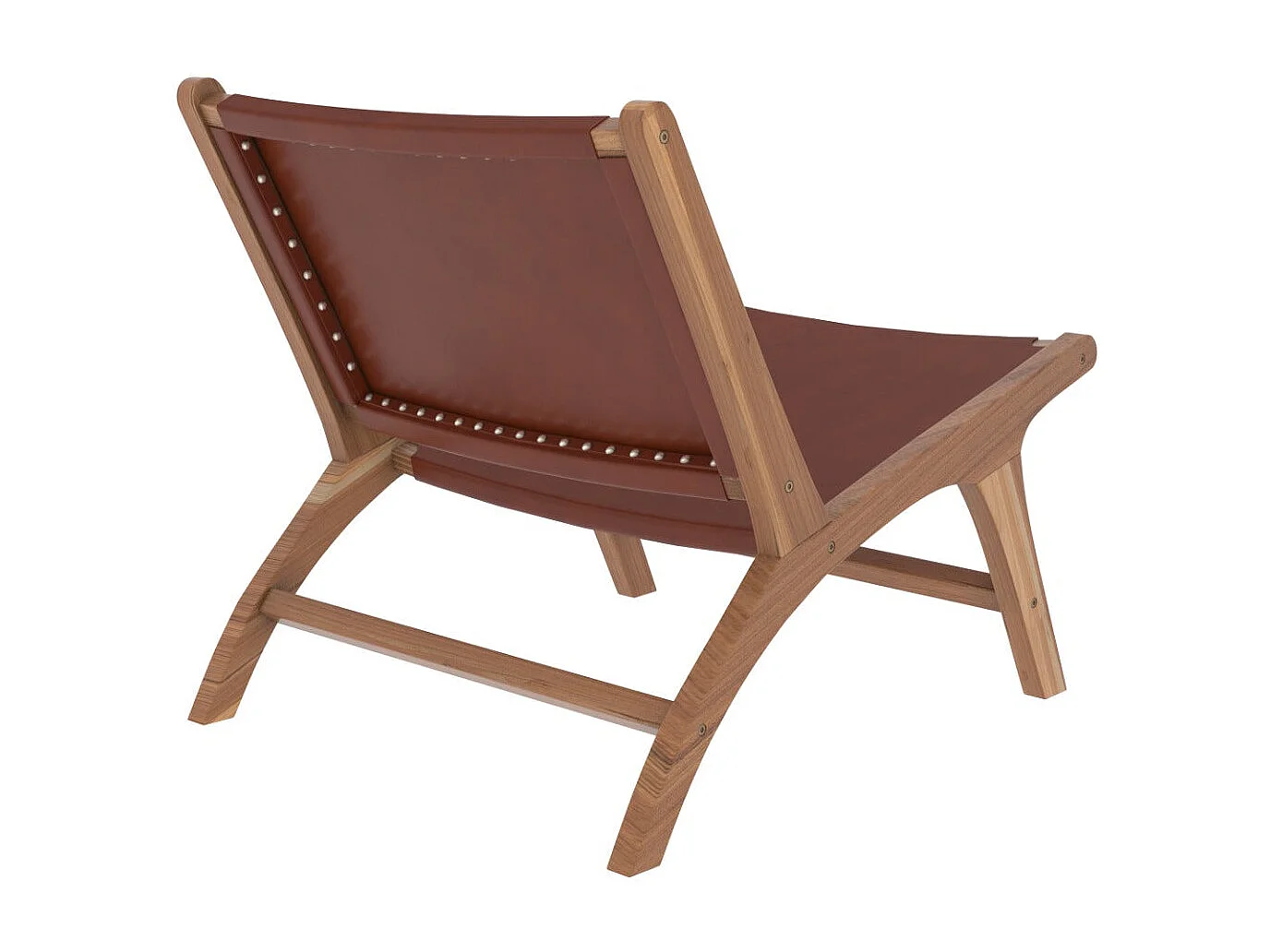 Poltrona in teak e pelle liscia marrone - Kuna