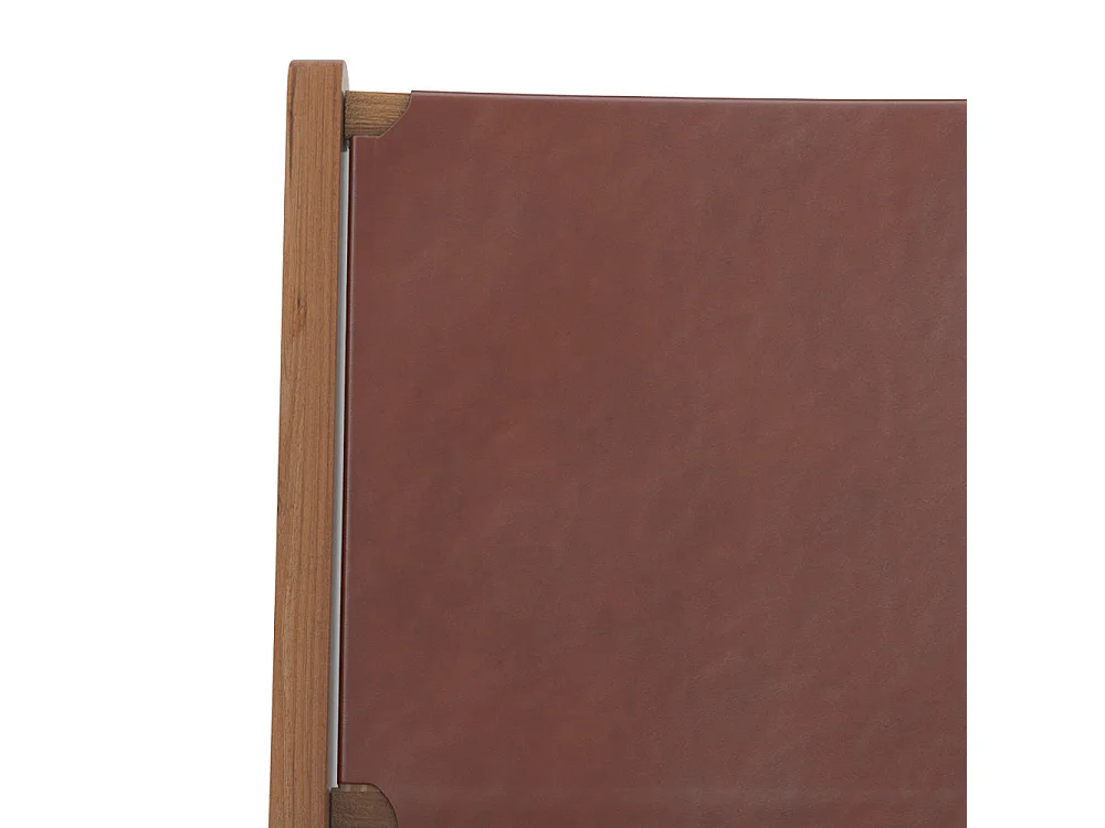 Poltrona in teak e pelle liscia marrone - Kuna