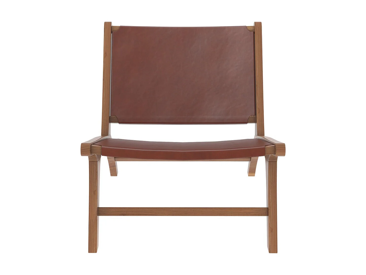 Poltrona in teak e pelle liscia marrone - Kuna