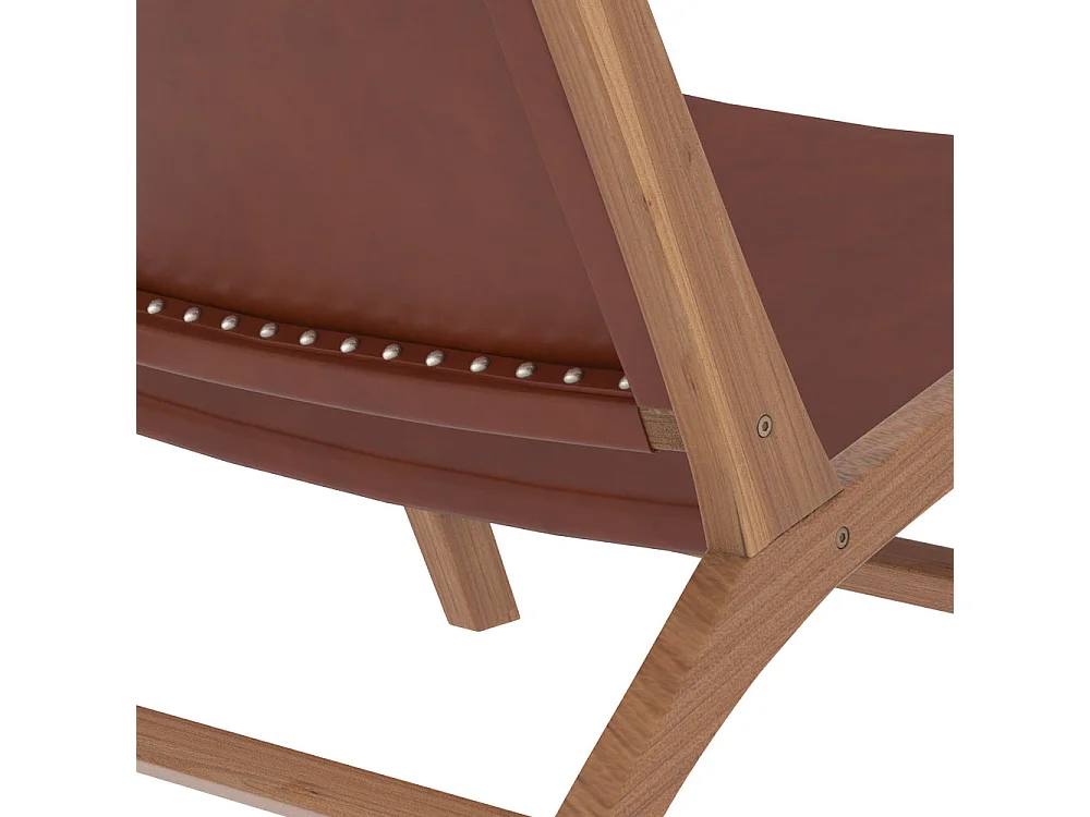 Poltrona in teak e cuoio marrone liscio - Kuna