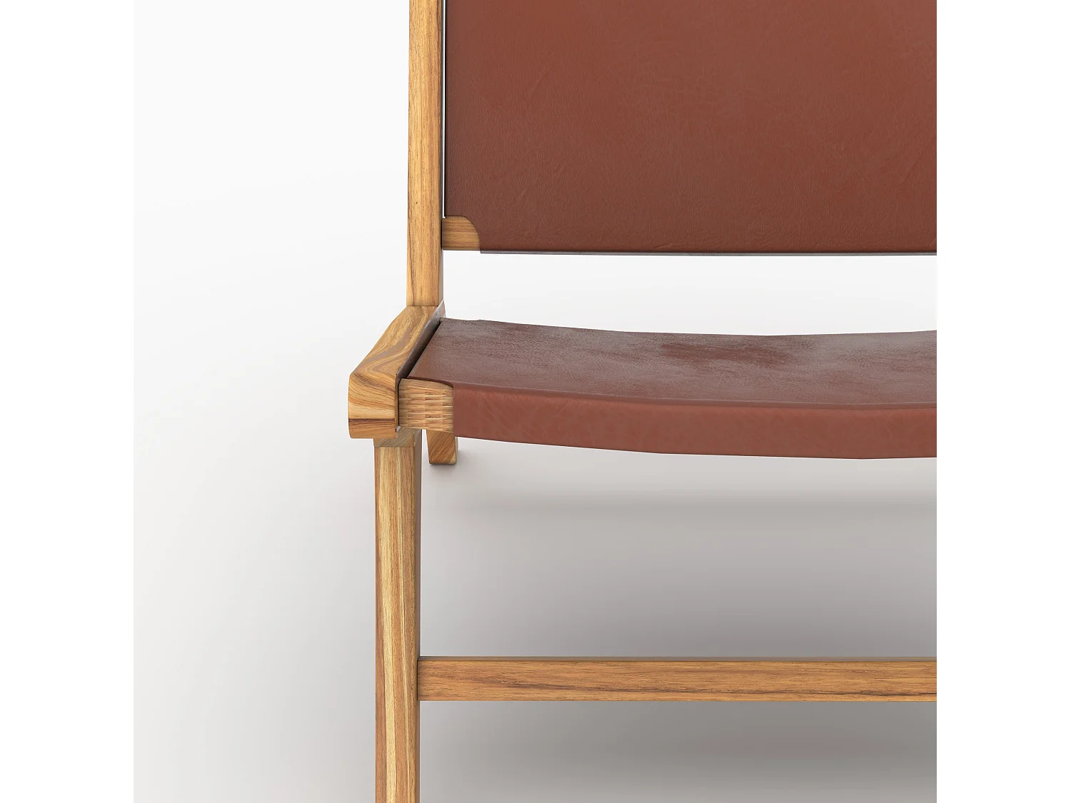 Poltrona in teak e cuoio marrone liscio - Kuna