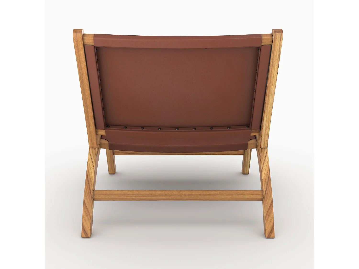 Sillón de teca y cuero marrón liso - Kuna