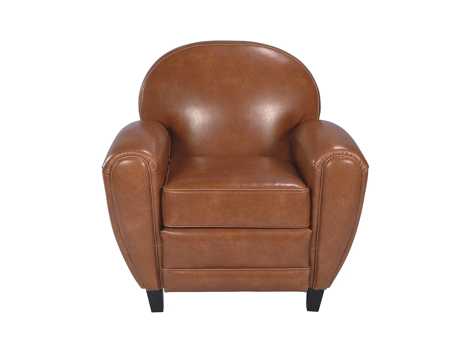 Fauteuil camel en croute de cuir enduite - Club