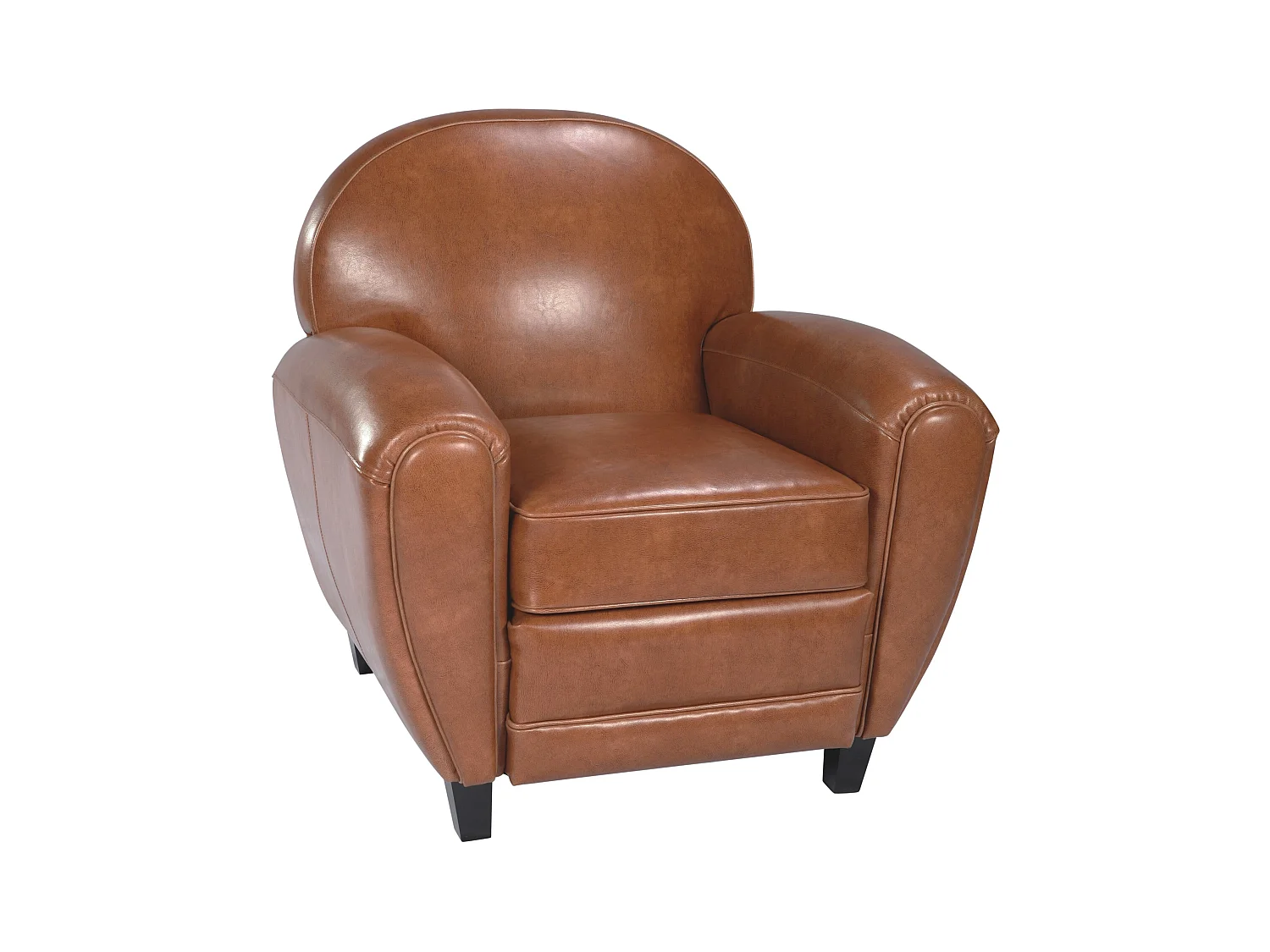Fauteuil camel en croute de cuir enduite - Club