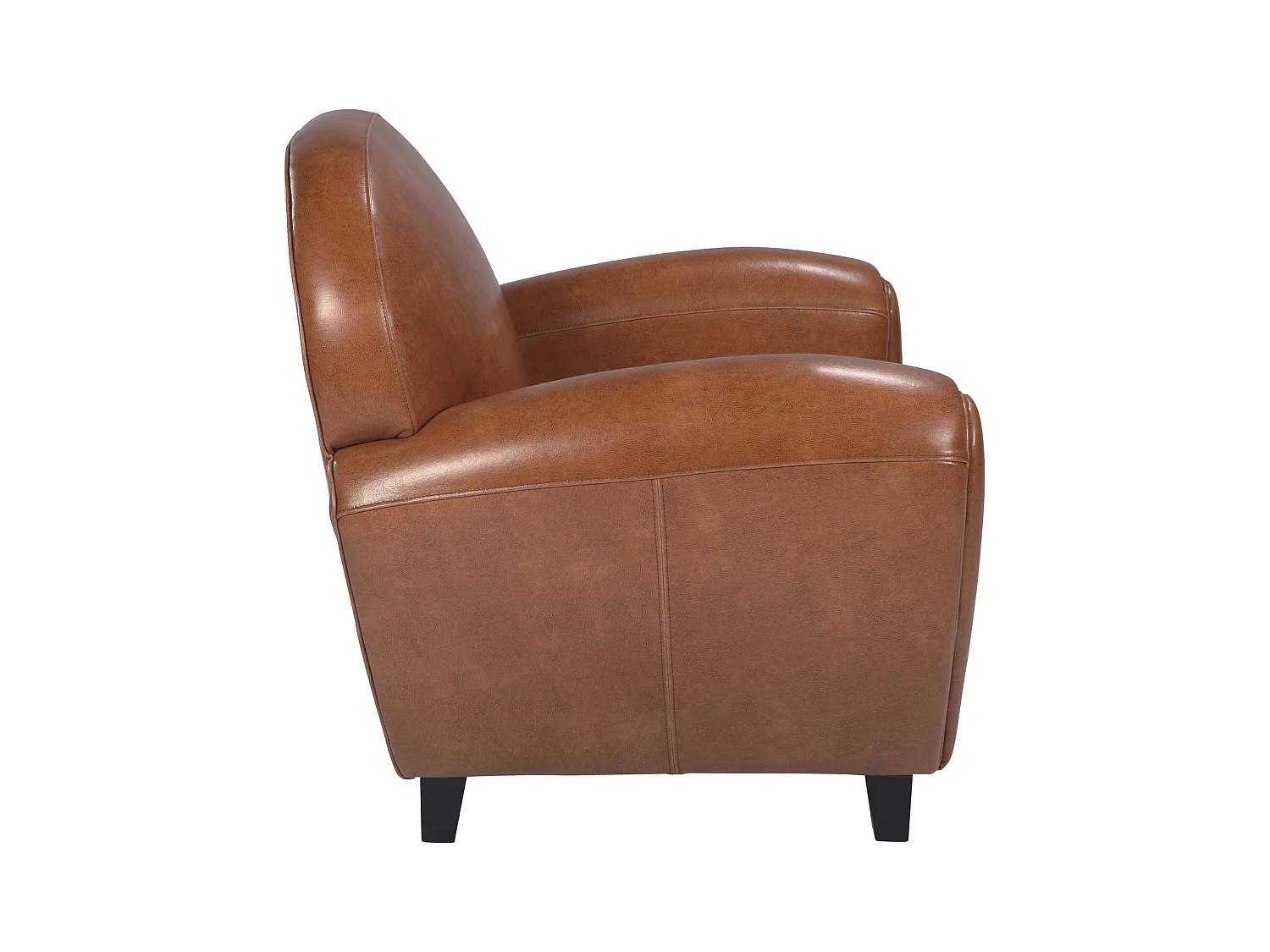 Fauteuil camel en croute de cuir enduite - Club