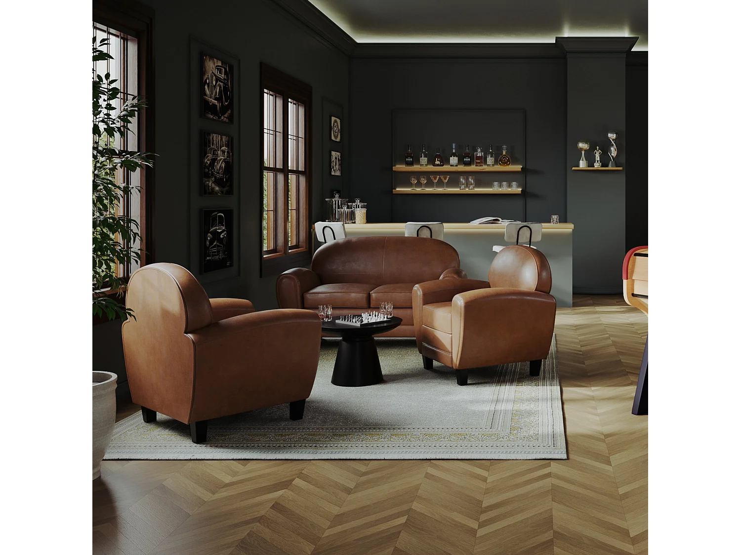 Poltrona Camel in pelle rivestita - Club