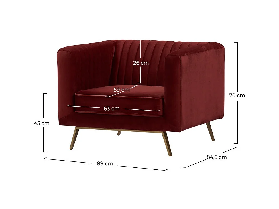Sillón en terciopelo burdeos - Gatsby