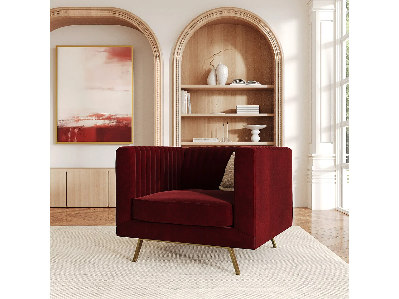 Poltrona in velluto Bordeaux - Gatsby