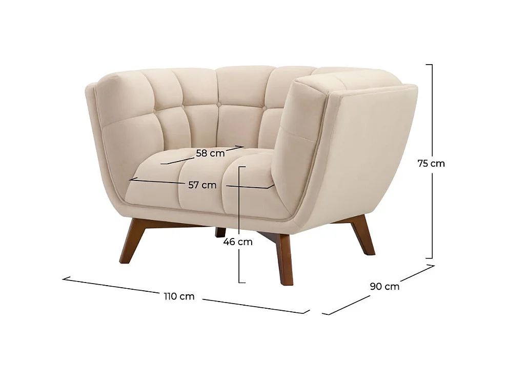 Fauteuil en velours beige - Mona