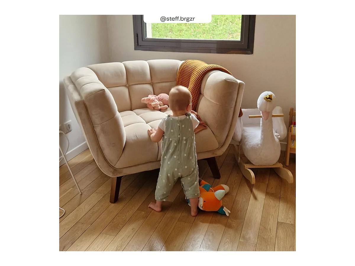 Fauteuil en velours beige - Mona