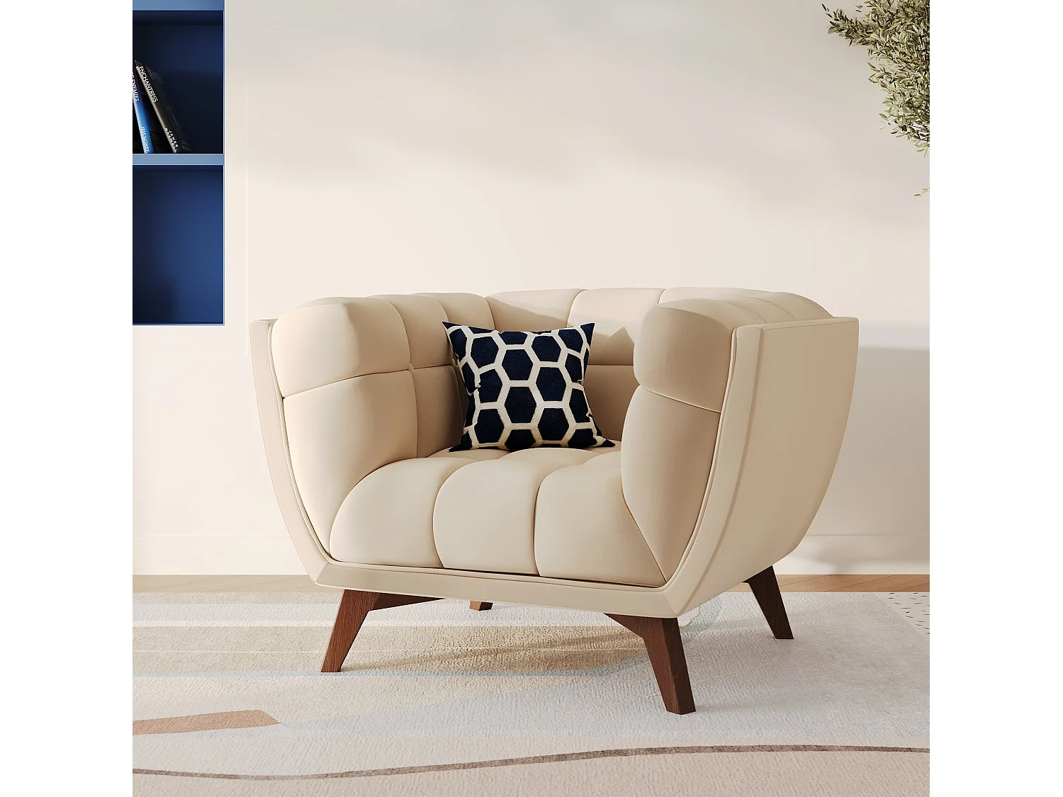 Poltrona in velluto beige - Mona