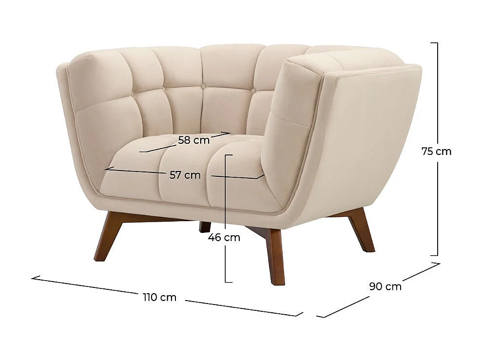 Poltrona in velluto beige - Mona