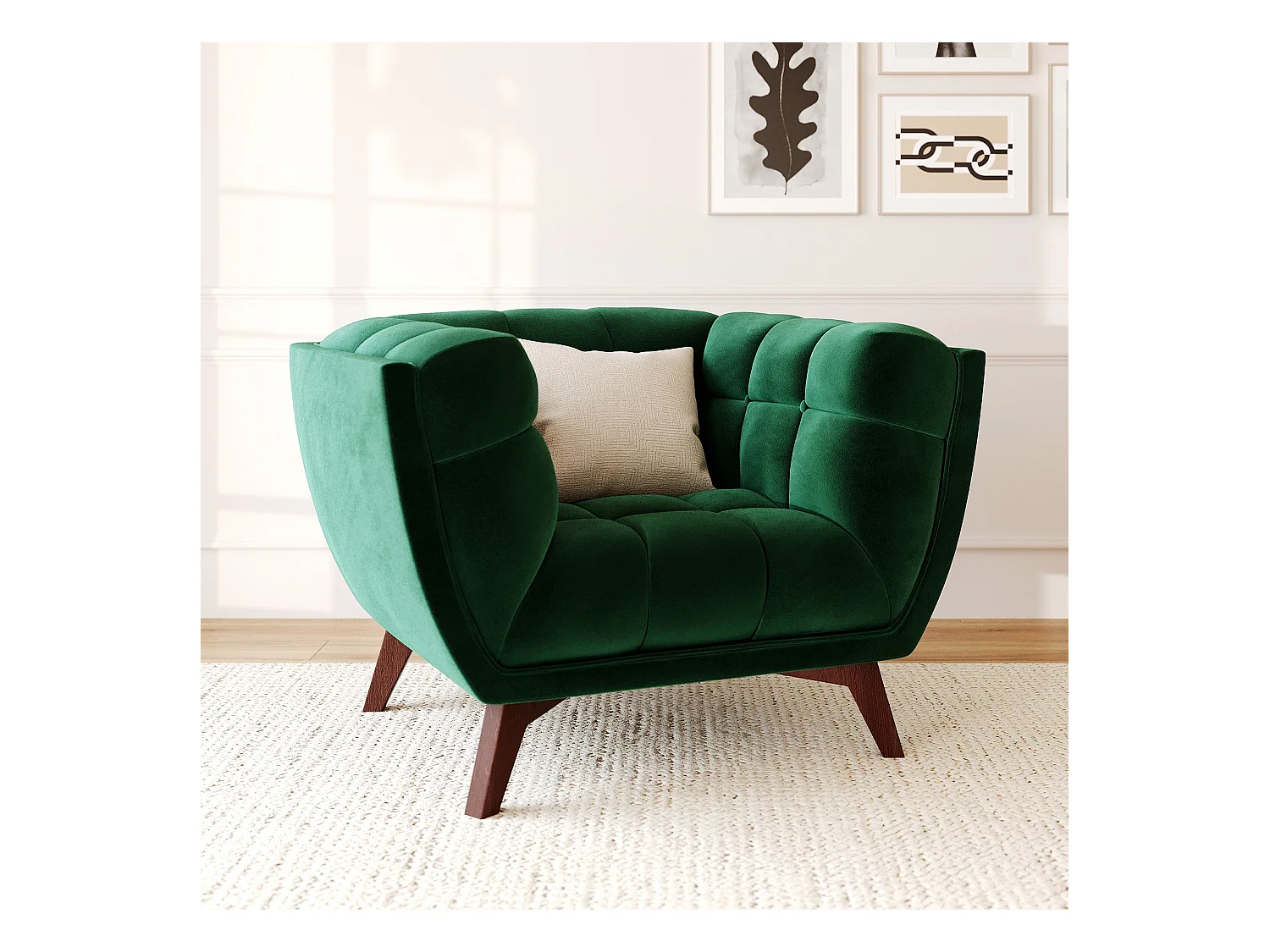 Poltrona in velluto verde scuro - Mona