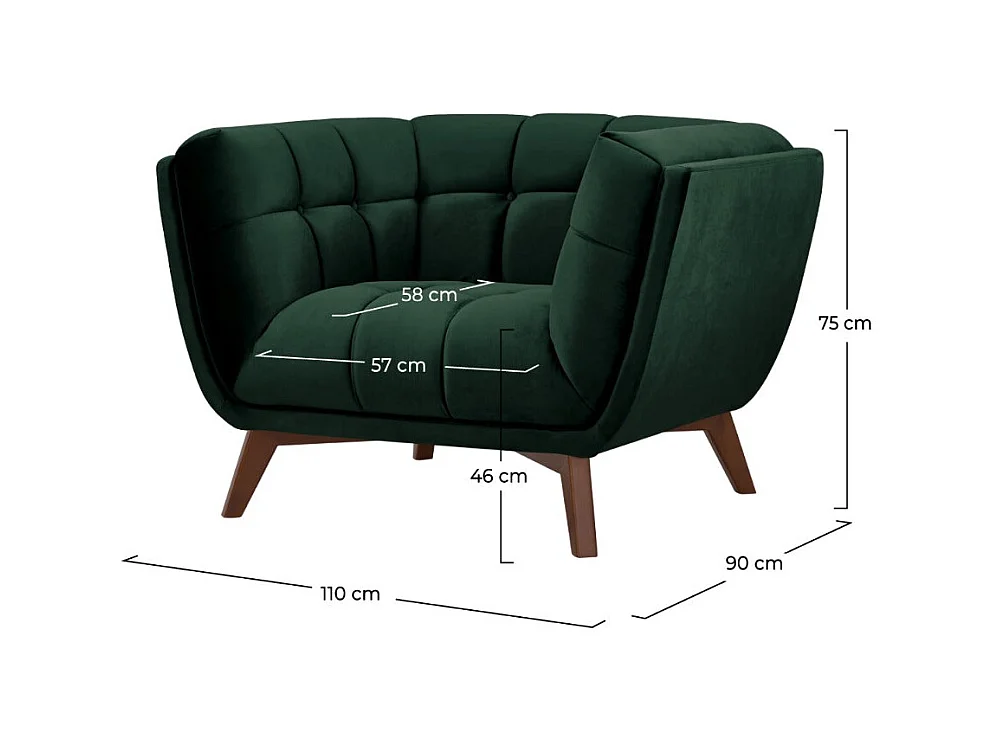Poltrona in velluto verde scuro - Mona